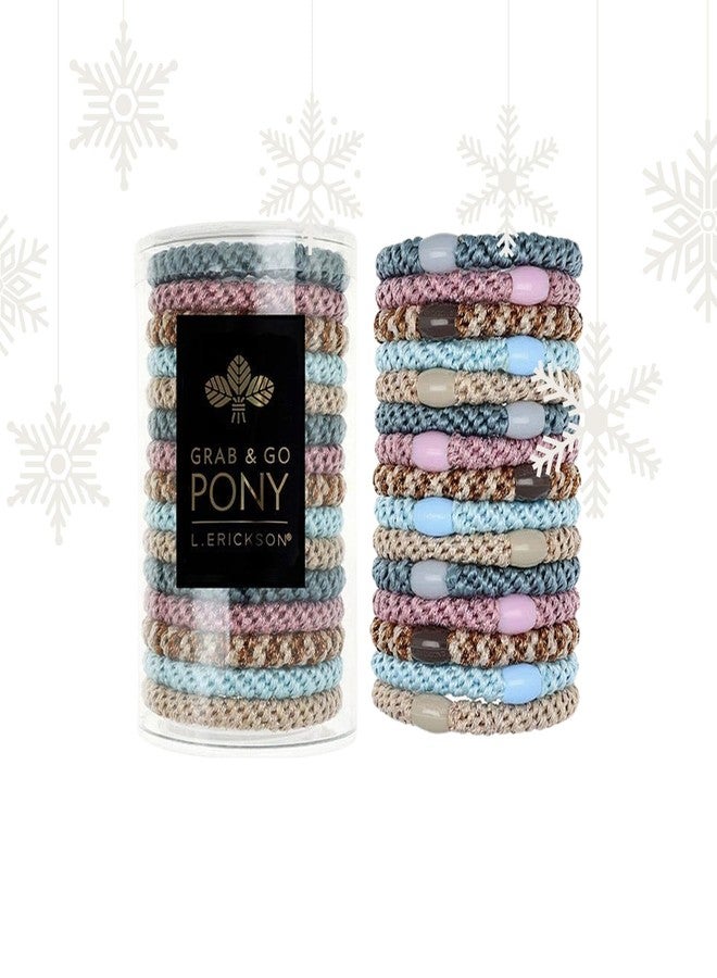 L. Erickson Blue and Pink Hair Ties for Thick Hair, Grab & Go Pony Tube, 15 Pack, Ballerina, Thick No-Crease Bands with Strong Hold, Damage-Free Design, Soft Ballet-Inspired Blend | L. Erickson - Image 1