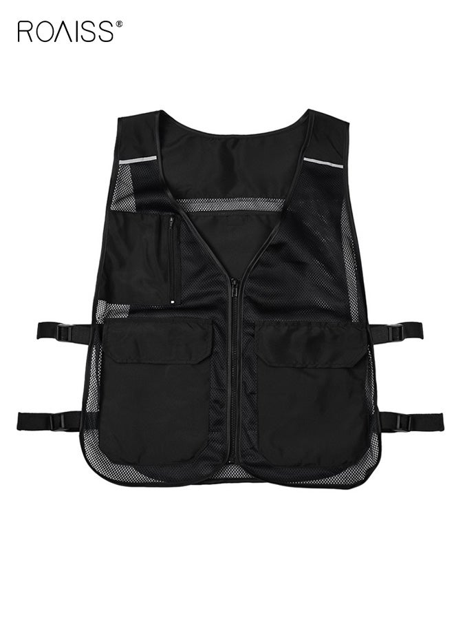 رويس سترة أمان صيفية مع 4 قطع من أكياس الثلج، سترة تبريد ثلجية للرجال والنساء، سترة تبريد للعمل في الطقس الحار، ملابس تبريد خارجية مقاومة للحرارة وجيدة التهوية، لون أسود - Image 1