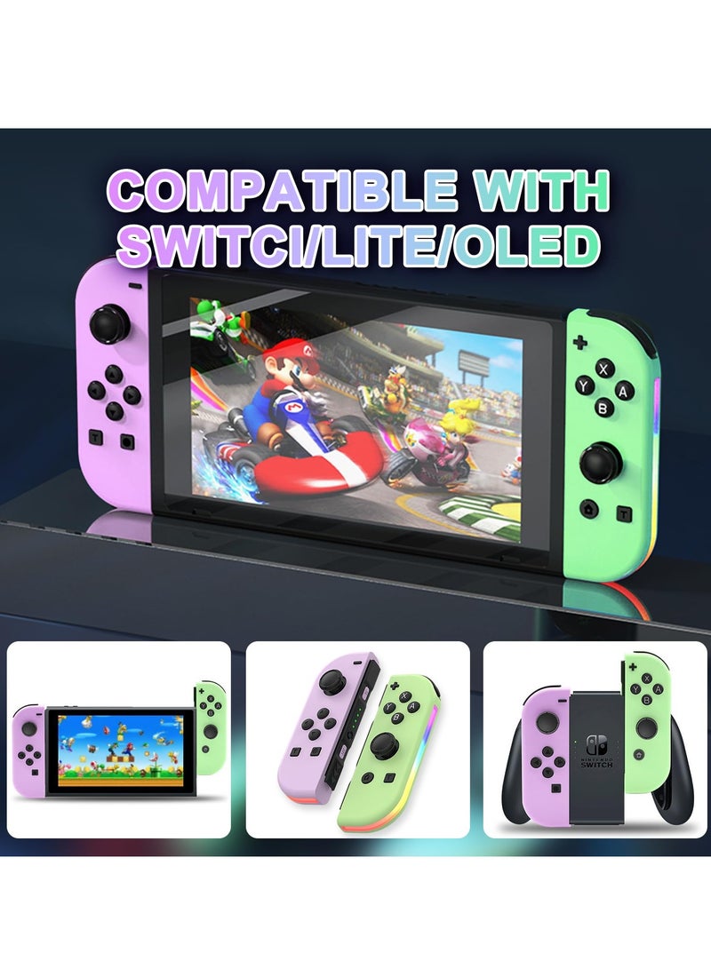 Joy Cons Wireless Controller for Nintendo Switch, Replacement for Switch Joypad with RGB Light, Joystick Support Double Vibration/Wake-up/Screenshot (Pink)