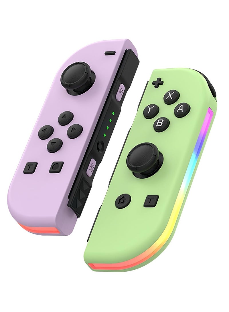 Joy Cons Wireless Controller for Nintendo Switch, Replacement for Switch Joypad with RGB Light, Joystick Support Double Vibration/Wake-up/Screenshot (Pink)
