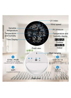 SYOSI WiFi Smart Weather Station with Clock, Wireless Indoor Outdoor Thermometer Hygrometer Large Color Screen Display, Weather Forecast Clock for Home, Office, Hall, School, Restaurant (with 3 Sensor)  - Image 3