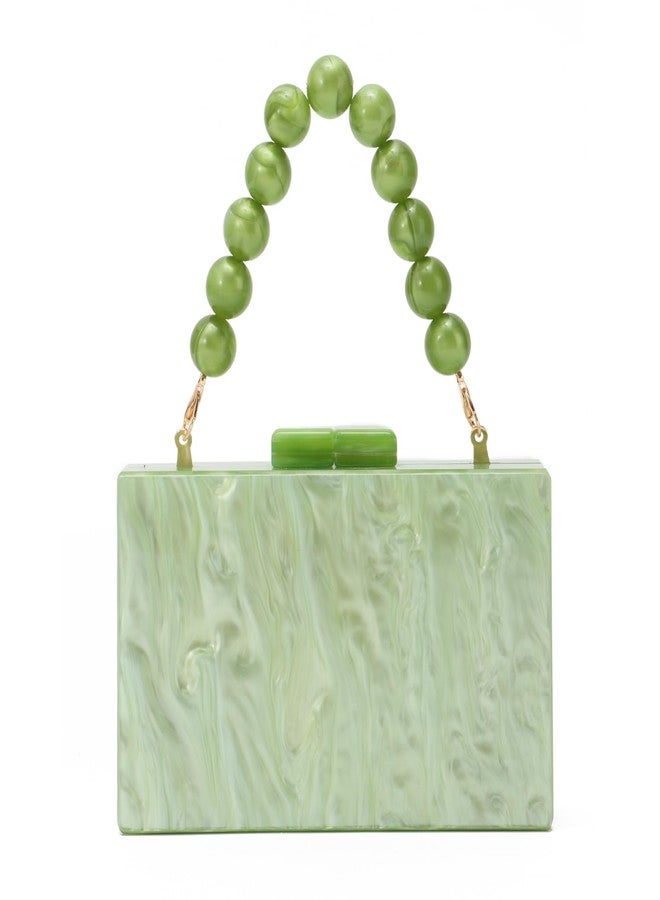 Oweisong Acrylic Clutch Purse for Women Formal Wedding Marble Pearl Evening Handbag Wedding Party Box Shoulder Bag, Light Green - Image 1