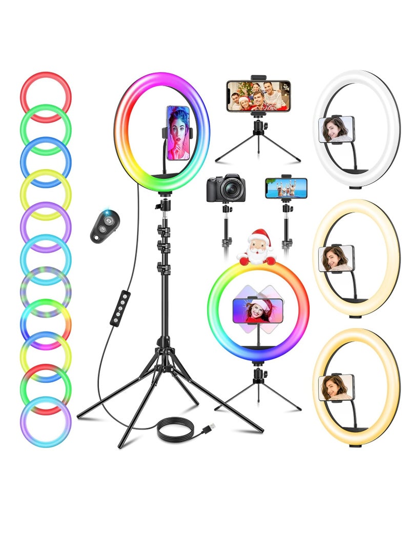 177cm LED Ring Light with Tripod and Phone Holder – Remote Control – USB Powered – Perfect for Makeup, YouTube, TikTok, and Live Streaming - Image 1