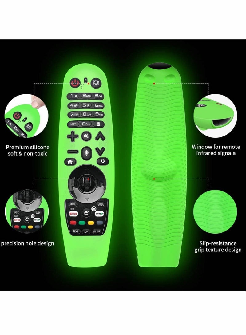 Excefore Upgraded Protective Cover for LG AN-MR600 / LG AN-MR650 / AN-MR18BA / AN-MR19BA Remote Control Case for LG Smart TV,Silicone Case Anti/Drop/Slip/Dust/Water (Black+Glowing Green)2Pcs - Image 2