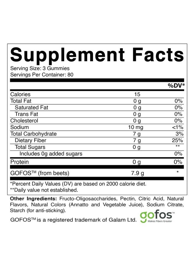 Vitamatic Prebiotic Fiber Gummies for Adults, 7G Extra Strength, Zero Sugar Added, 240 Pectin Based Gummies, Digestive Health & Regularity Support - Image 2