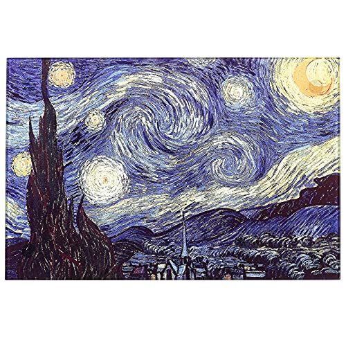 Menesia Tempered Glass Cutting Board for Kitchen, Van Gogh Design Blue Starry, Small Heat Resistant and Dishwasher Safe Chopping Board (Small 8x12inch) - Image 1