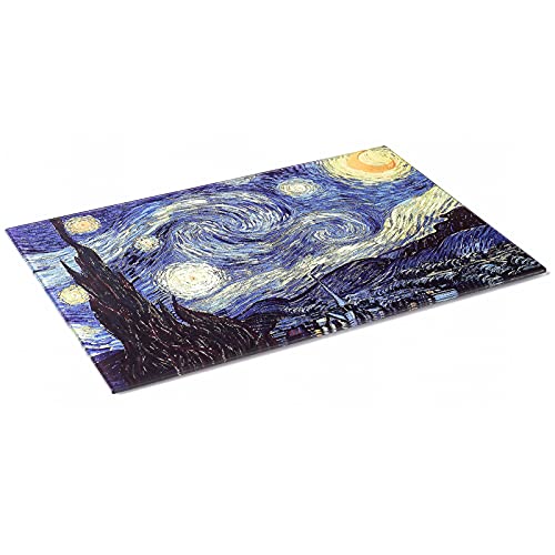 Menesia Tempered Glass Cutting Board for Kitchen, Van Gogh Design Blue Starry, Small Heat Resistant and Dishwasher Safe Chopping Board (Small 8x12inch) - Image 2