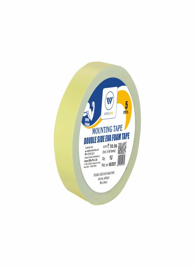 WORLDONE Double Side EVA Foam Tape, Strong Adhesive Mounting Tape for Home, Office (Pack of 5)