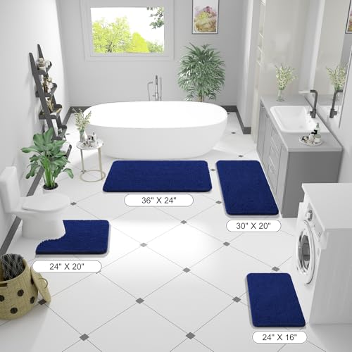OLANLY Bathroom Rugs 36x24, Extra Soft Absorbent Chenille Bath Rugs, Rubber Backing Quick Dry, Machine Washable Bath Mats for Bathroom Floor, Tub and Shower, Home Decor Accessories, Navy - Image 2