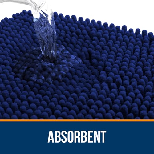 OLANLY Bathroom Rugs 36x24, Extra Soft Absorbent Chenille Bath Rugs, Rubber Backing Quick Dry, Machine Washable Bath Mats for Bathroom Floor, Tub and Shower, Home Decor Accessories, Navy - Image 4