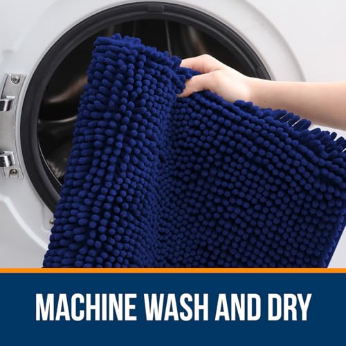 OLANLY Bathroom Rugs 36x24, Extra Soft Absorbent Chenille Bath Rugs, Rubber Backing Quick Dry, Machine Washable Bath Mats for Bathroom Floor, Tub and Shower, Home Decor Accessories, Navy - Image 5