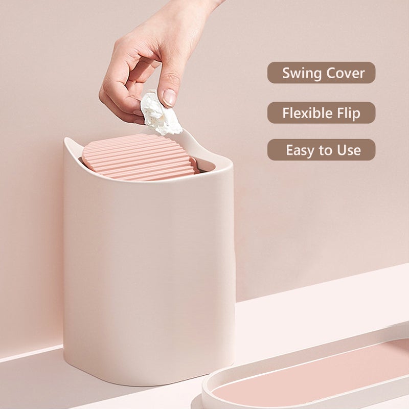 Desktop Trash Can Cute Mini Creative Paper Basket Desk Garbage Can Cute Animals Wastebasket Plastic Countertop Garbage Bin Shake Cover Bucket for Home Office Kitchen Tea Room - Image 5