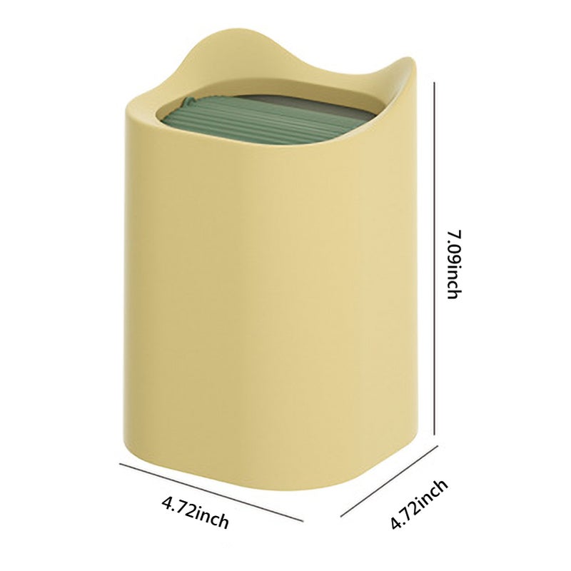 Desktop Trash Can Cute Mini Creative Paper Basket Desk Garbage Can Cute Animals Wastebasket Plastic Countertop Garbage Bin Shake Cover Bucket for Home Office Kitchen Tea Room - Image 2
