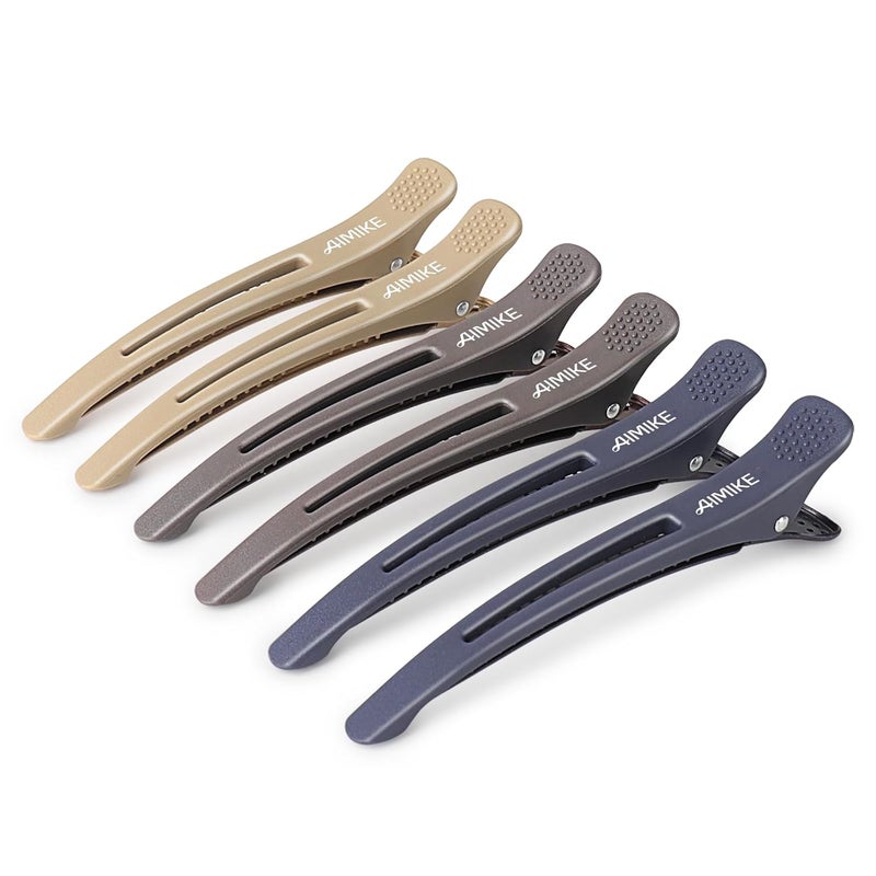 AIMIKE Hair Sectioning Clips with Silicone Band  No Crease Duck Billed Styling Clips for Salon Cutting and Rollers 6pcs