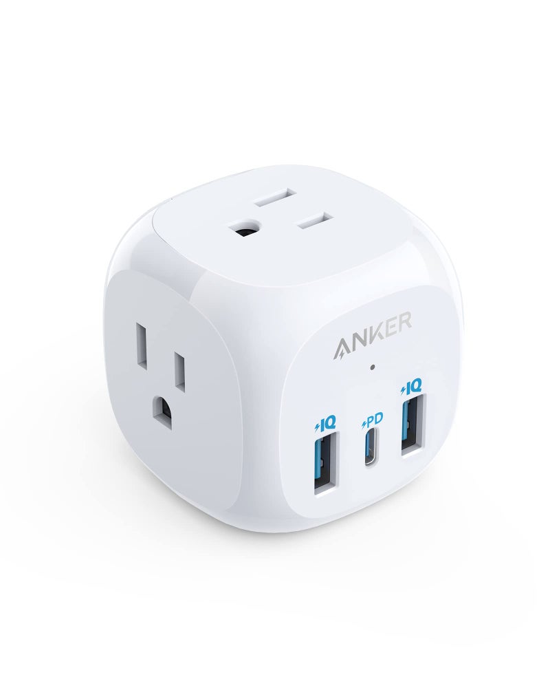 Anker USB C Outlet Extender, Anker 321 Outlet Extender With 3 Outlets and 20W USB C Charging for iPhone 15/13 Series, Power Delivery Charging for Dorm Rooms, Home Office, Cruise Ship Travel Esstential - Image 1