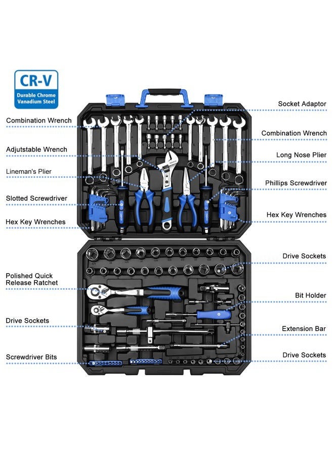 DEKO PRO 118 Piece Tool Kit Professional Auto Repair Tool Set Combination Package Socket Wrench with Most Useful Mechanics Tools - Image 2