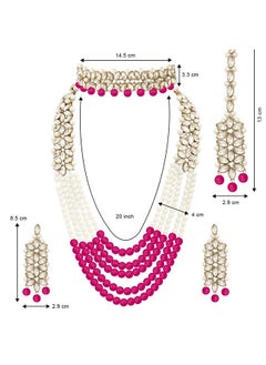 Wedding Party Wear Bridal Jewellery Choker Long Pearl Necklace Earrings Maang Tikka Indian Traditional Set For Women Girls(Rani Pink) - pzsku/ZF7FF85133770BEF50B38Z/45/_/1735214667/e6de4a06-5cff-4969-be64-f2b9fc6d5e9a