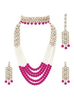 Wedding Party Wear Bridal Jewellery Choker Long Pearl Necklace Earrings Maang Tikka Indian Traditional Set For Women Girls(Rani Pink) - pzsku/ZF7FF85133770BEF50B38Z/45/_/1735214681/2ee4eb02-3e3d-4099-b359-a7fca44c0b51