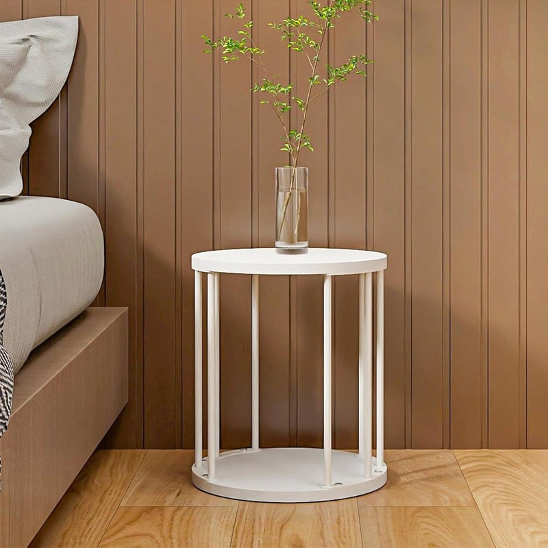 HDANI Round Stool Children and Adults, Step Stool, Small Plant Stool, Footstool for Bathroom, Kitchen, Bedroom, Office, 30 x 30 x 34.5 cm, Wood, White, Set of 2 - Image 3