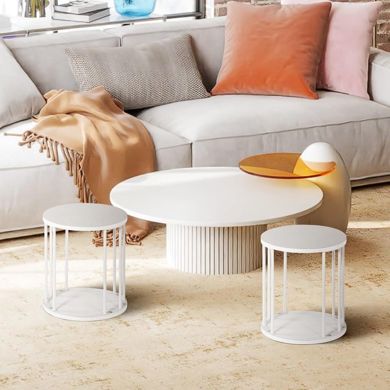 HDANI Round Stool Children and Adults, Step Stool, Small Plant Stool, Footstool for Bathroom, Kitchen, Bedroom, Office, 30 x 30 x 34.5 cm, Wood, White, Set of 2 - Image 5