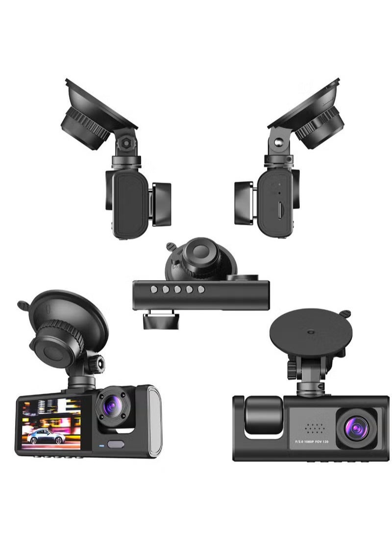 OULIYO - 1296P DVR Dash Camera Front & Inside & Rear Camera Driving Recorder 2 Inch Screen Dashcam Support Night-Vision - Image 1