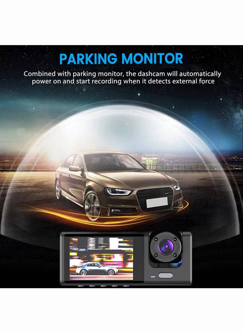 OULIYO - 1296P DVR Dash Camera Front & Inside & Rear Camera Driving Recorder 2 Inch Screen Dashcam Support Night-Vision - Image 1