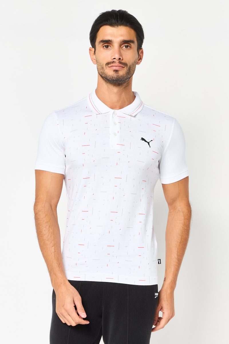 PUMA Men Slim Fit Short Sleeve Outdoor Polo Shirt, White - Image 1