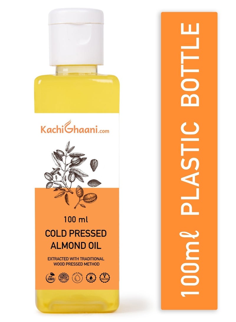 KachiGhaani.com Truly Cold Pressed Almond Oil | 100% Pure & Natural | Most Rejuvenating for Skin, Hair and Body | 100ml Plastic Bottle - Image 1