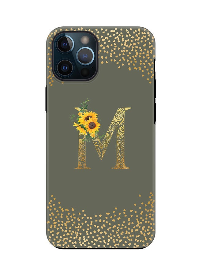 Stylizedd Monogram Tough Series for Apple iPhone 12 Pro Max Custom Initials Floral Mandala Pattern Tough Pro Dual Layer hybrid PC inner TPU protection Alphabet- M (Olive Green) - Image 1