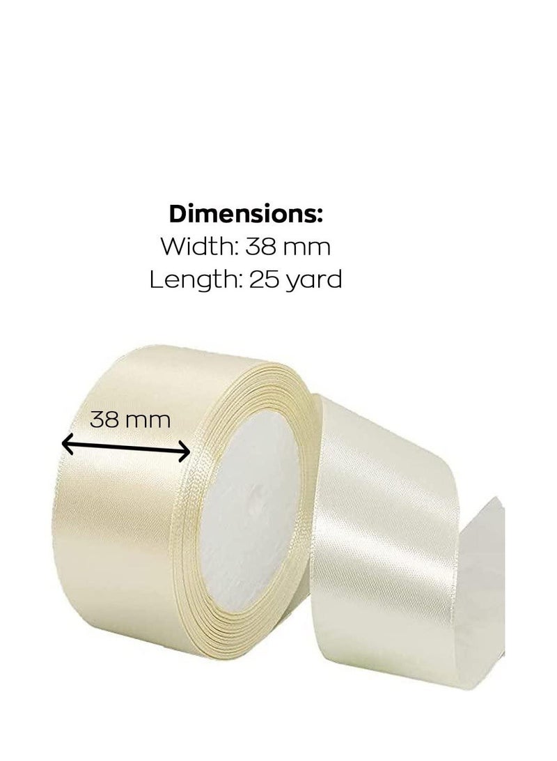 MARKQ Vanilla Satin Ribbon, 38mm x 25yd Fabric Polyester Ribbon for Gift Wrapping, Party Favors, Wedding Decorations, Bow Making, Bouquets, Sewing Projects & Craft Supplies  - Image 2