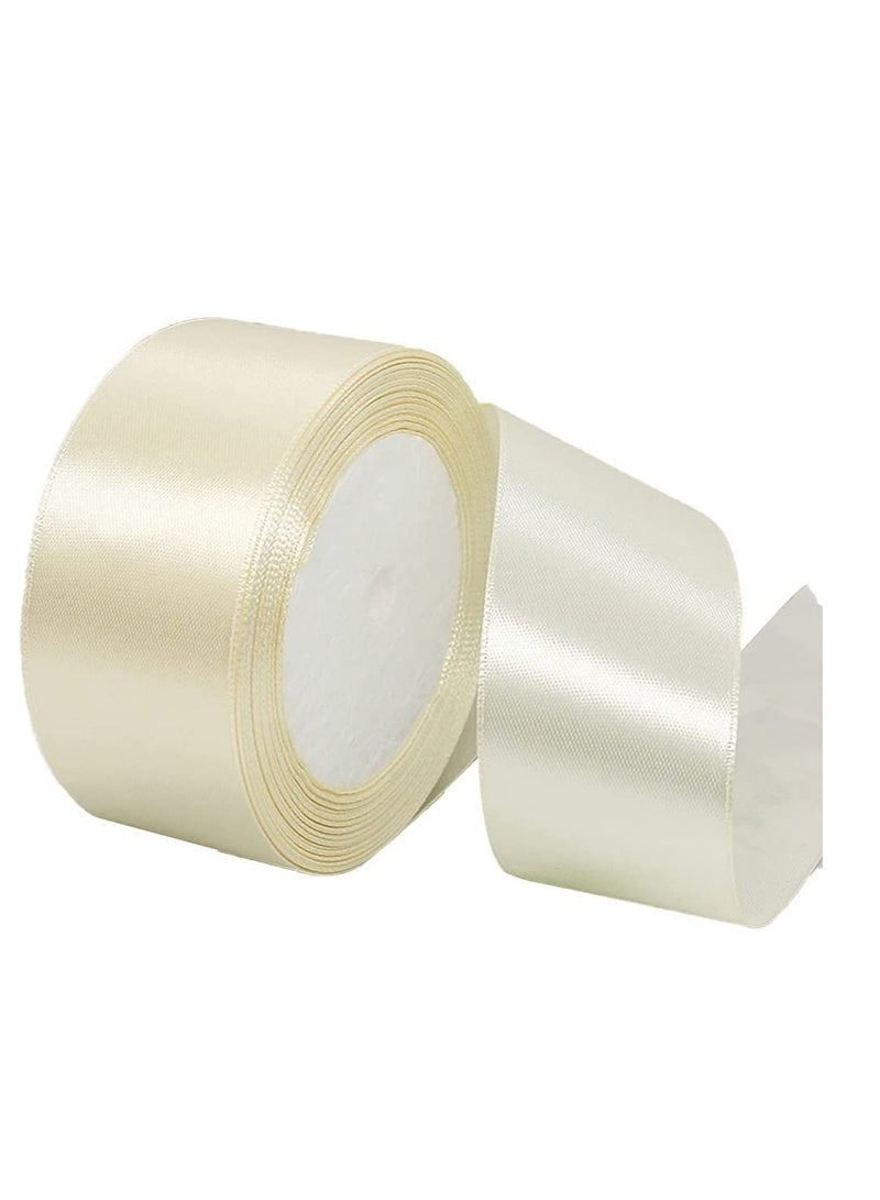 MARKQ Vanilla Satin Ribbon, 38mm x 25yd Fabric Polyester Ribbon for Gift Wrapping, Party Favors, Wedding Decorations, Bow Making, Bouquets, Sewing Projects & Craft Supplies  - Image 1