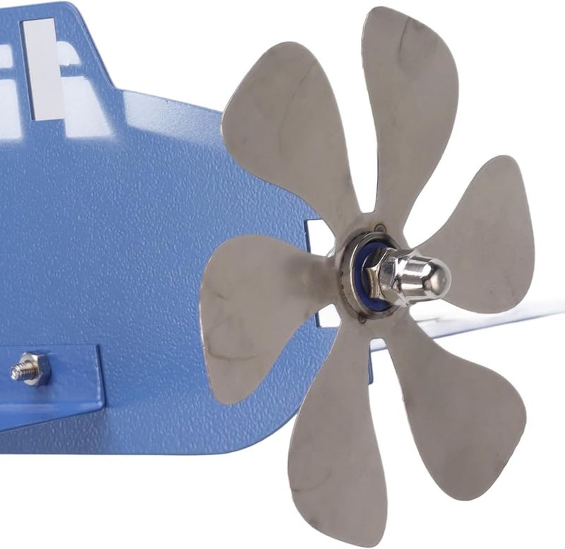 طاحونة هواء من الفولاذ المقاوم للصدأ الأزرق على شكل طائرة لتزيين الحديقة والفناء والمرج والفناء الخلفي - Image 5