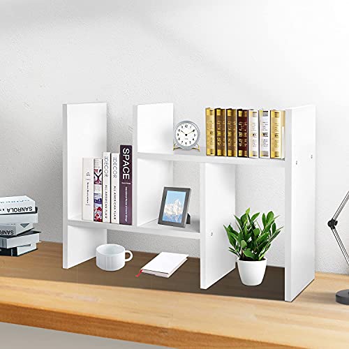 J.M.Deco Desktop Organizers and Storage for Office, Adjustable Desktop Organizer Shelves Double H Display, Desktop Shelf Organizer True Natural Stand Shelf (White) - Image 4