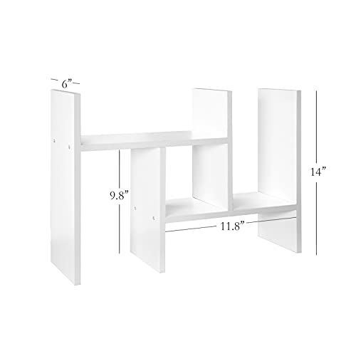 J.M.Deco Desktop Organizers and Storage for Office, Adjustable Desktop Organizer Shelves Double H Display, Desktop Shelf Organizer True Natural Stand Shelf (White) - Image 2