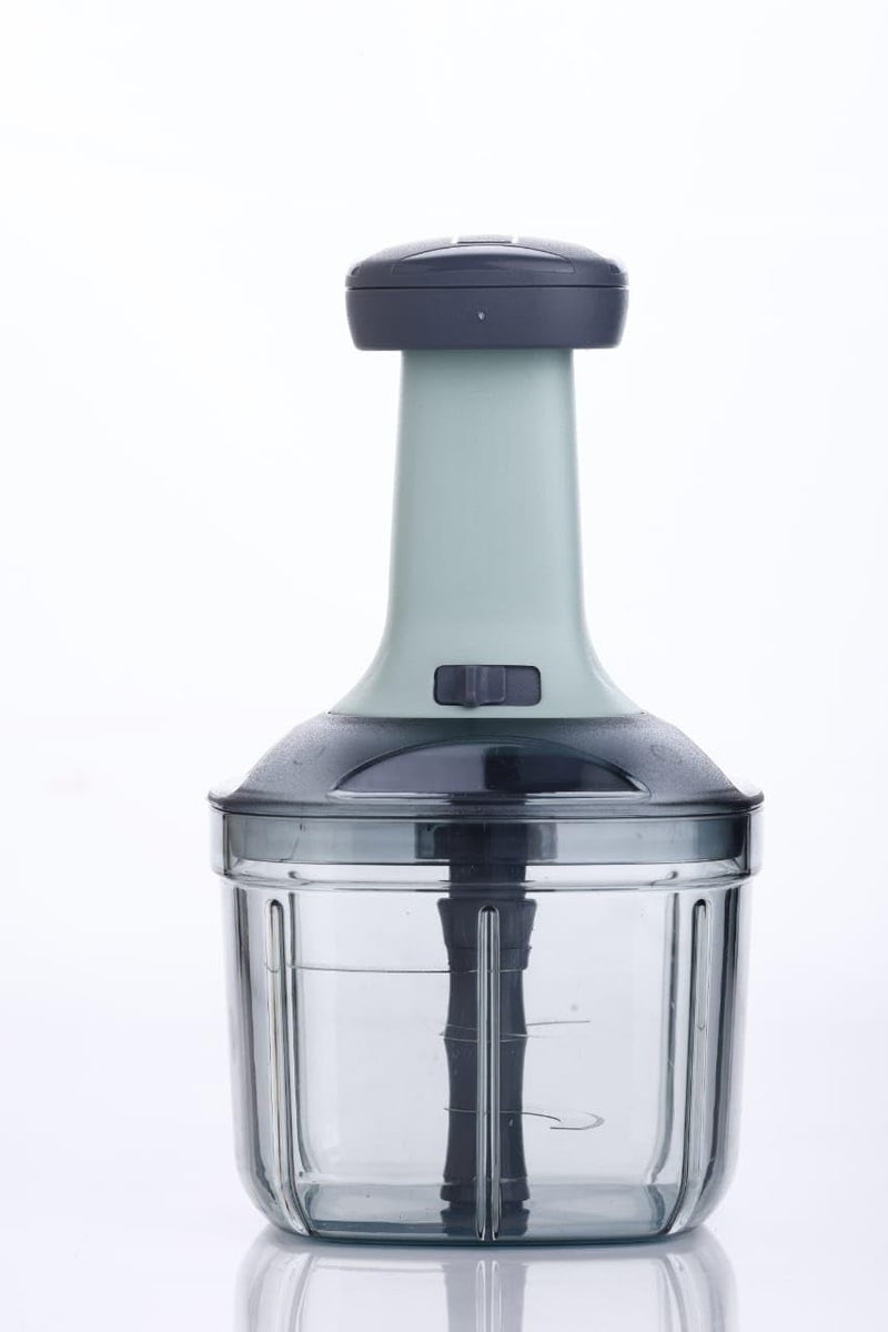 HAPPI Manual Push Chopper 900ml Steel Blade Hand Press Vegetables Chopper Kitchen for Handy Cutting Salad, Onion, Chilly Mixer Cutter (Sea Green) - Image 2