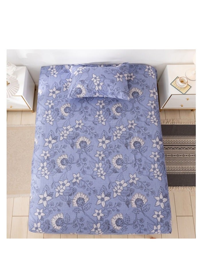 PROMASS 2- Piece Printed Bedsheet Set (1 Flat Bedsheet + 1 Pillow Case) Double Size Wild Blue Yonder - Image 1