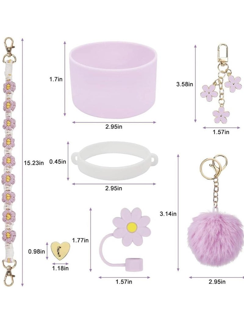 Bukela 7pcs Cup Accessories for Set Including 1 Pcs Water Bottle Handle Strap 1 Pcs Siliocne Cup Boot 1 Pcs Siliocne Straw Cover, 2 Pcs Charms for Cup 40oz & 30oz Tumbler (Purple) - Image 2