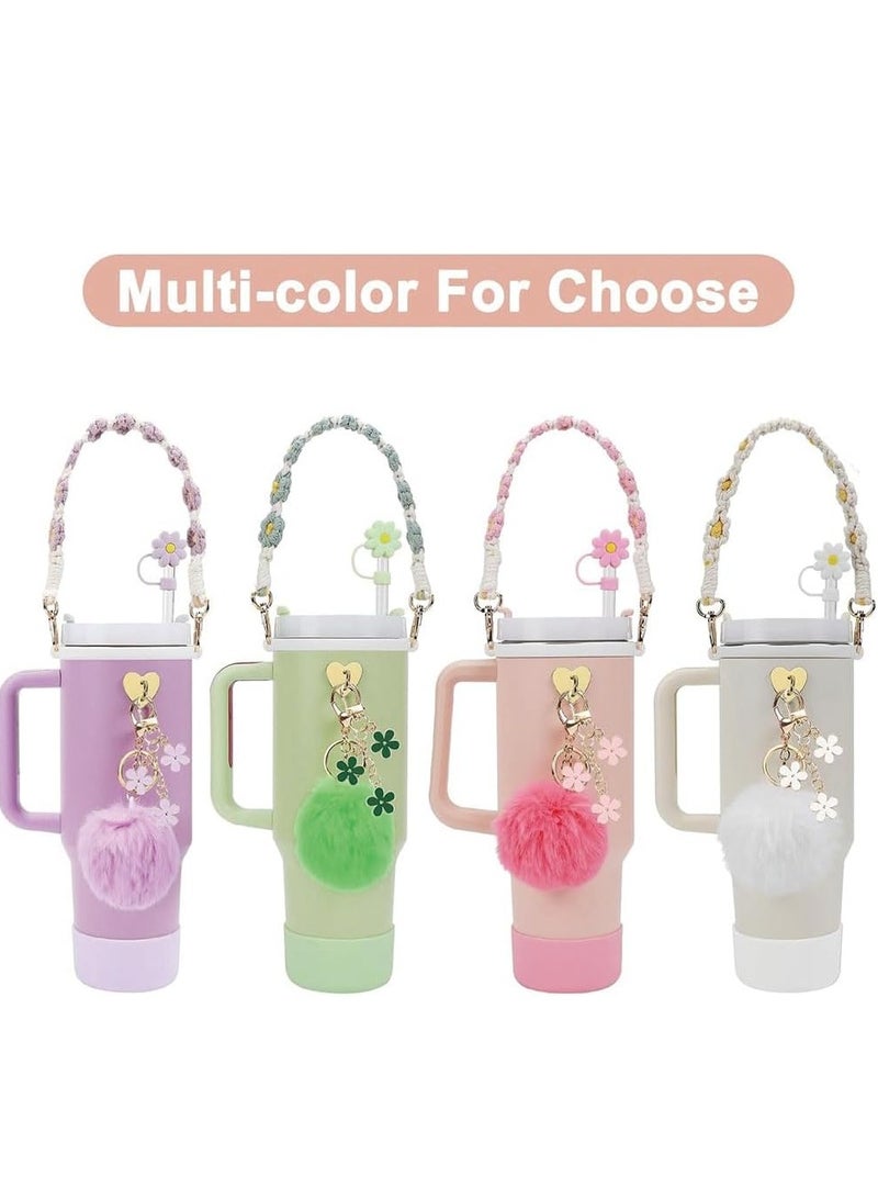 Bukela 7pcs Cup Accessories for Set Including 1 Pcs Water Bottle Handle Strap 1 Pcs Siliocne Cup Boot 1 Pcs Siliocne Straw Cover, 2 Pcs Charms for Cup 40oz & 30oz Tumbler (Purple) - Image 5