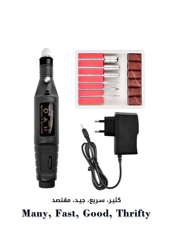 Mini Electric Nail Grinder Portable Special Set with 6 Drill Bits Device  - Image 1