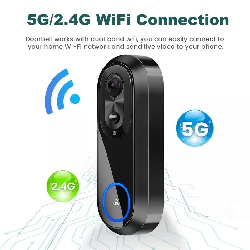 W5 Wireless Smart Voice Intercom Doorbell with Built-in Battery and Body Detection Video Surveillance - Image 1