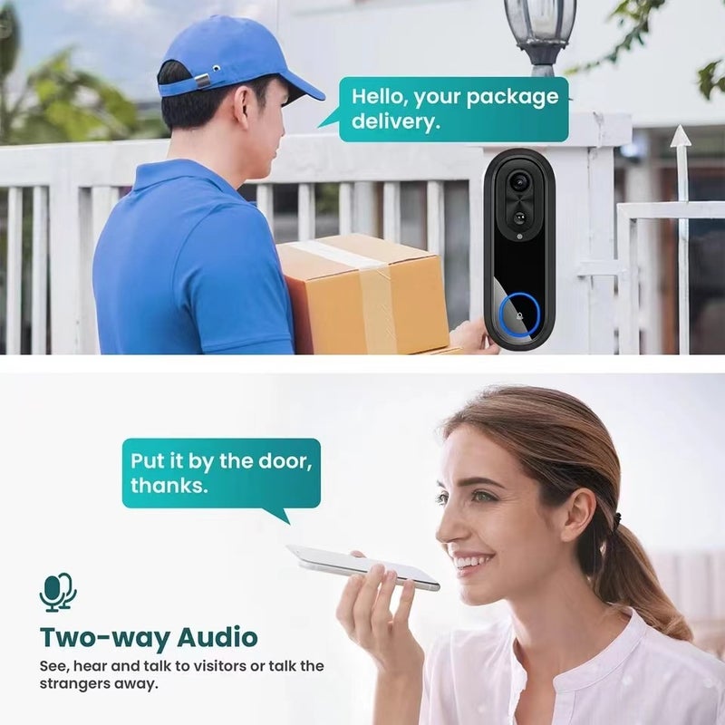 W5 Wireless Smart Voice Intercom Doorbell with Built-in Battery and Body Detection Video Surveillance - Image 2