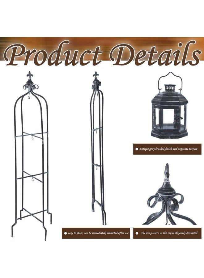 Tujoe Metal Tall Floor Candle Lantern Holders Set Foldable 45 Inch 3 Tier Candle Stand with 3 Pcs Decorative Lanterns for Indoor Outdoor Yard Porch Room Patio Garden Balcony Wedding - Image 4