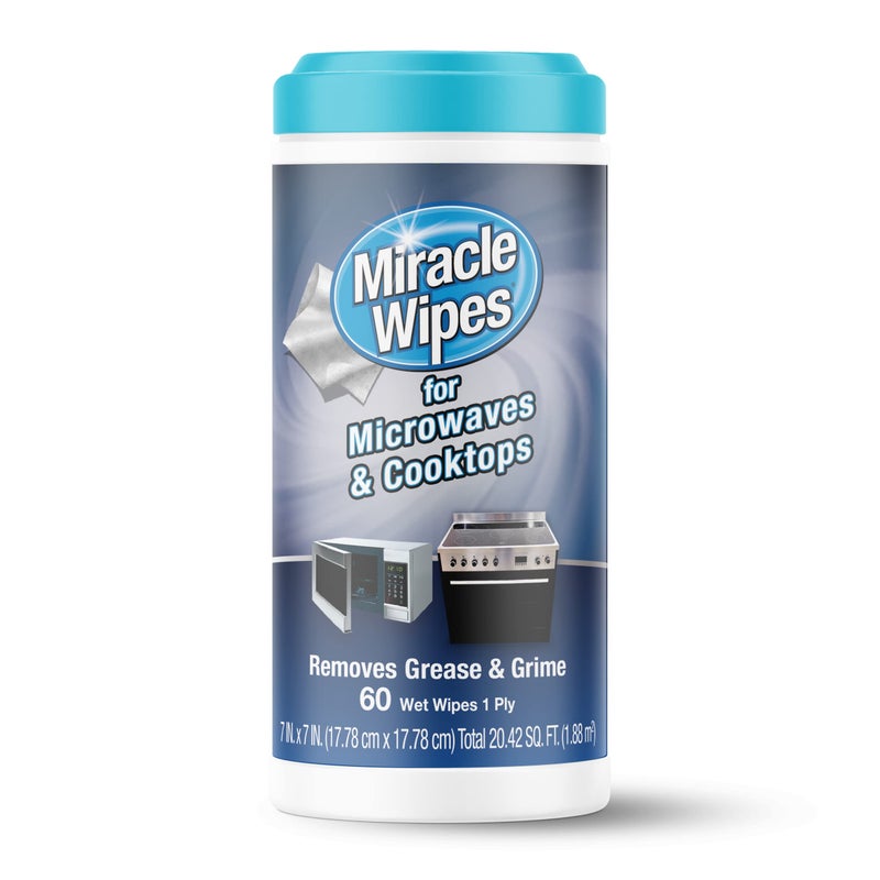 MiracleWipes for Microwaves and Cooktops Easily Removes Food and Grime Buildup Safe and Convenient Stove Top Cleaner Great for Home and Kitchen Use 60 Count