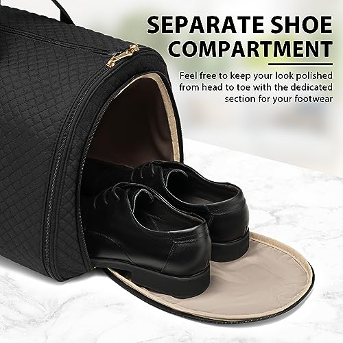 Coolife Garment Bag Carry On Convertible Travel Duffel Bag with Shoe Pouch Weekender Bag for Women Men 2 in 1 Hanging Suit Bag with Shoulder Strap Business Travel Bag (Black, Standard) - Image 3