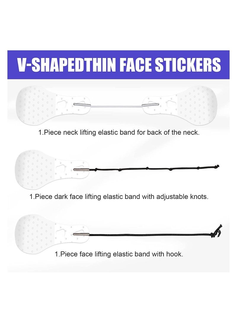 Captaintech Pieces Face Lift Tapes Face Lifting Patch Invisible V-line Face lift Sticker Neck and Eye makeup Lift strips Waterproof Elasticity Double Chin Lift Patch with 3 Pieces Lifting Ropes for Women Girls - Image 3