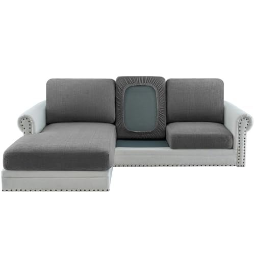 H.VERSAILTEX HVERSAILTEX Super Stretch Individual Jacquard Couch Cushion Covers Furniture Protector Spandex AntiSlip Soft Thickened Slipcovers Easy Install 1 PC Sofa Seat Couch Cover Gray - Image 1