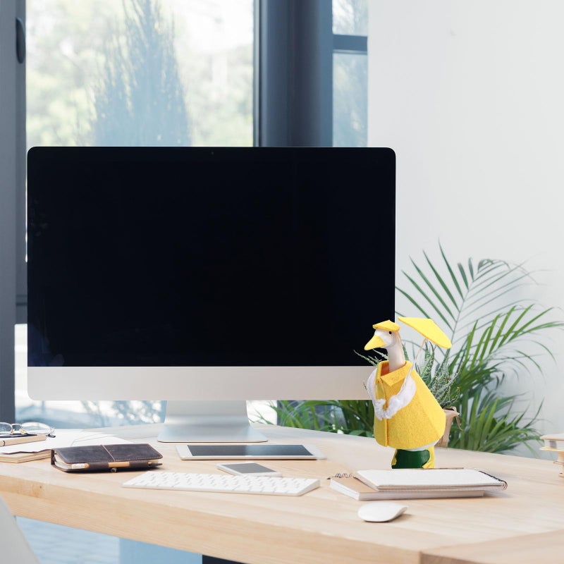 Tegeme 7 Inch Desk Goose Raincoat Outfit Set, Mini Geese Figurine Clothes with Hat Umbrella, Costume Accessories for 7-inch Geese Statue Decor, Goose Not Included(Yellow) - Image 4