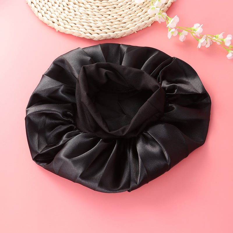 4 pcs Wide Side Elastic Sleeping Hats Chemotherapy for Women Girls (Black) - Image 1