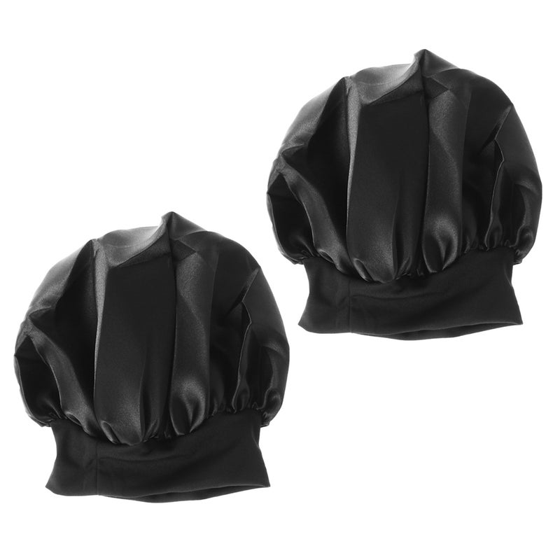 4 pcs Wide Side Elastic Sleeping Hats Chemotherapy for Women Girls (Black) - Image 2