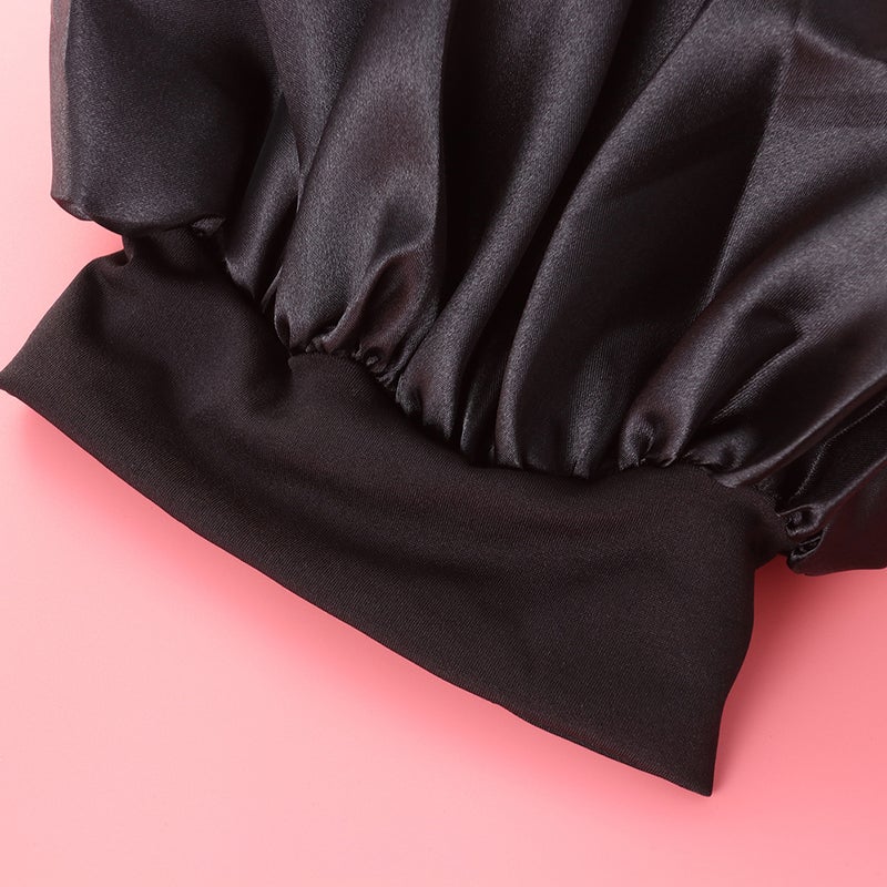 4 pcs Wide Side Elastic Sleeping Hats Chemotherapy for Women Girls (Black) - Image 5